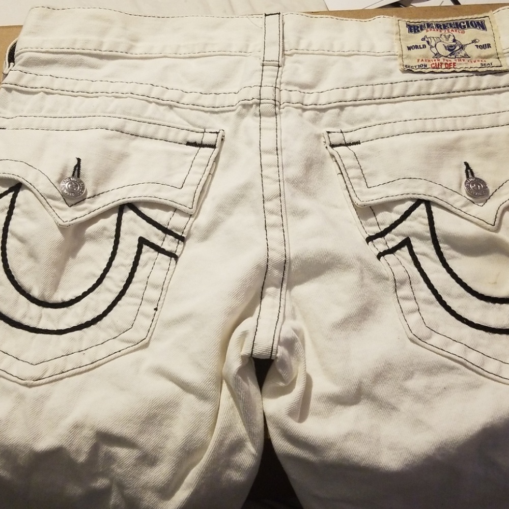 True Religion Mens cutoff shorts